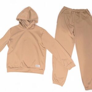 SHEIN Beige Kids Hoodie and Jogger Set
